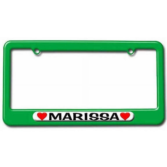 Marissa Love with Hearts License Plate Tag Frame, Multiple Colors