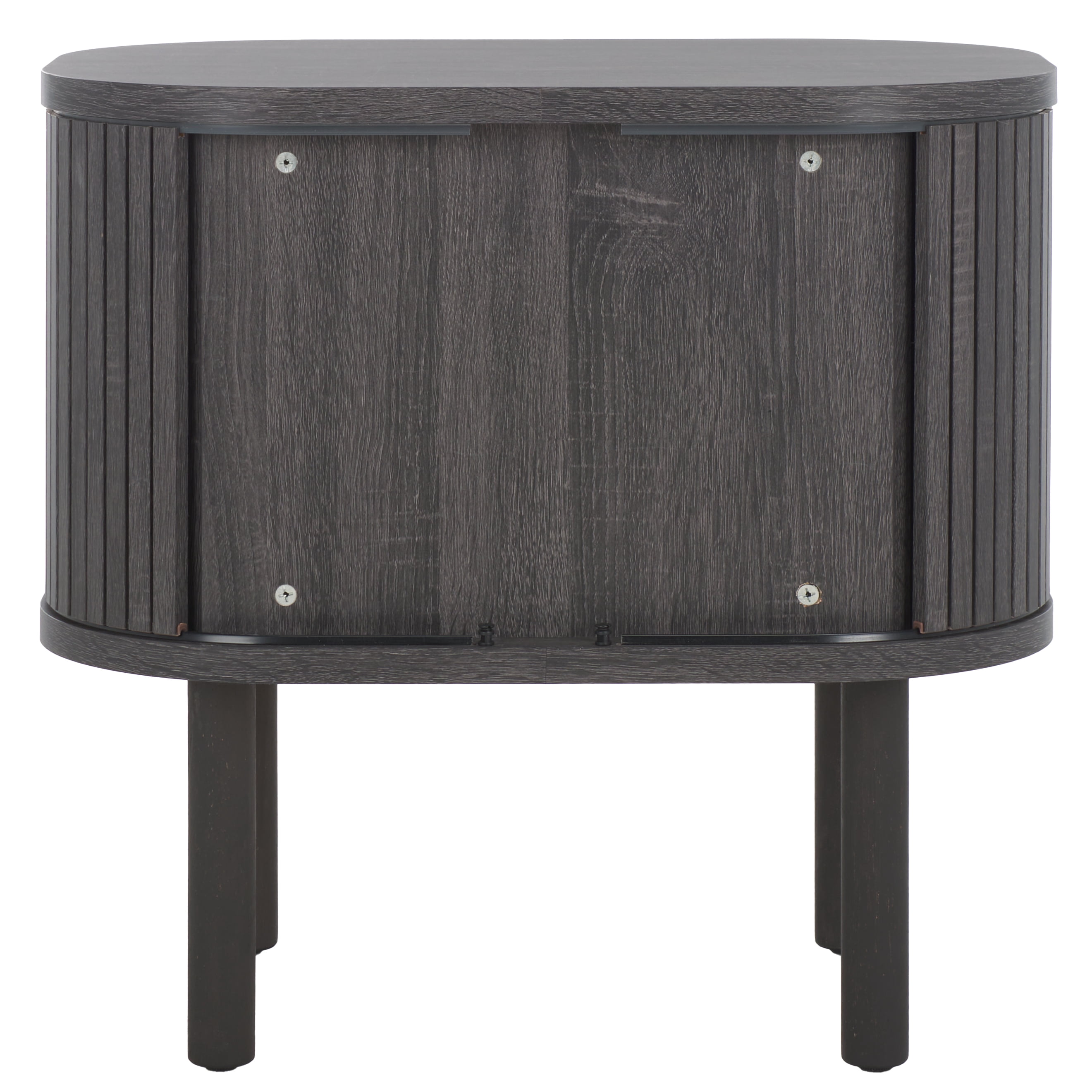 SAFAVIEH Tealla Contemporary Tambour Door Nightstand,Distressed Black/Gold