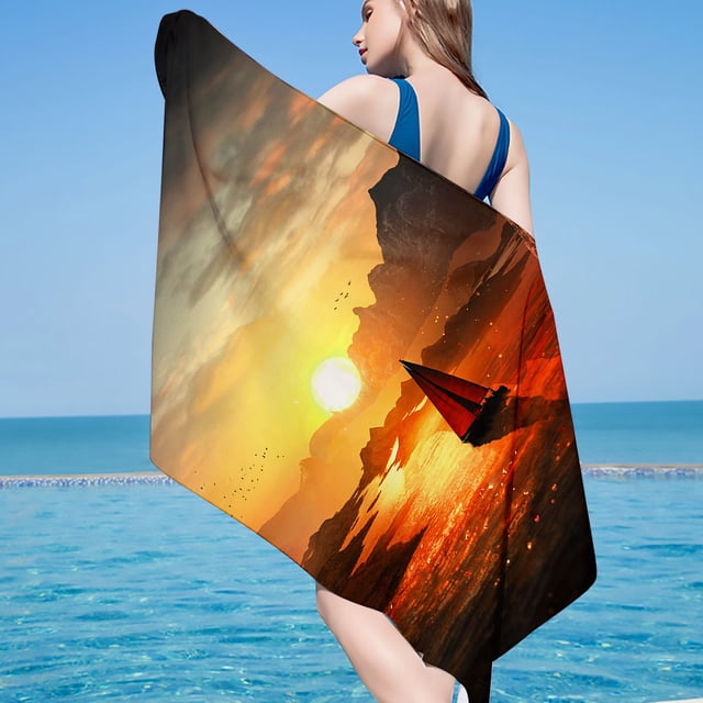 LSLJS Beach Serviette de Plage Été Essentials Microfibre Serviette de Plage Super Légère Serviette de Bain Colorée Couverture de Plage Anti-Sable Serviette Multi-Usage pour Voyage Piscine 30x60 Pouces Serviette de Plage