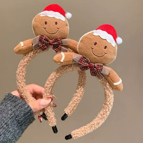 2PCS Christmas Santa Claus Headbands for Women Cute Red Hair Band Fluffy Headband Christmas Hair Accessories