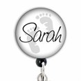 thumbnail image 1 of Bobine de Badge Rétractable - Pieds de Bébé Noir et Blanc - Porte-Badge Personnalisé, 1 of 4