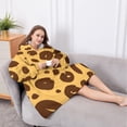 thumbnail image 5 of Oversized Wearable Blanket Hoodie,Yellow and Brown Of Leopard Print Sherpa Blanket Hoodie with Super Pockets,Super Warm Fuzzy Pullover for Women & Men, 5 of 6