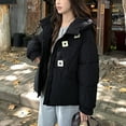 thumbnail image 2 of Fall Outfits for Women 2025 Puffer Jacket Womens Fashionable Casual Solid Color Long Sleeved Hooded Cotton, 2 of 5