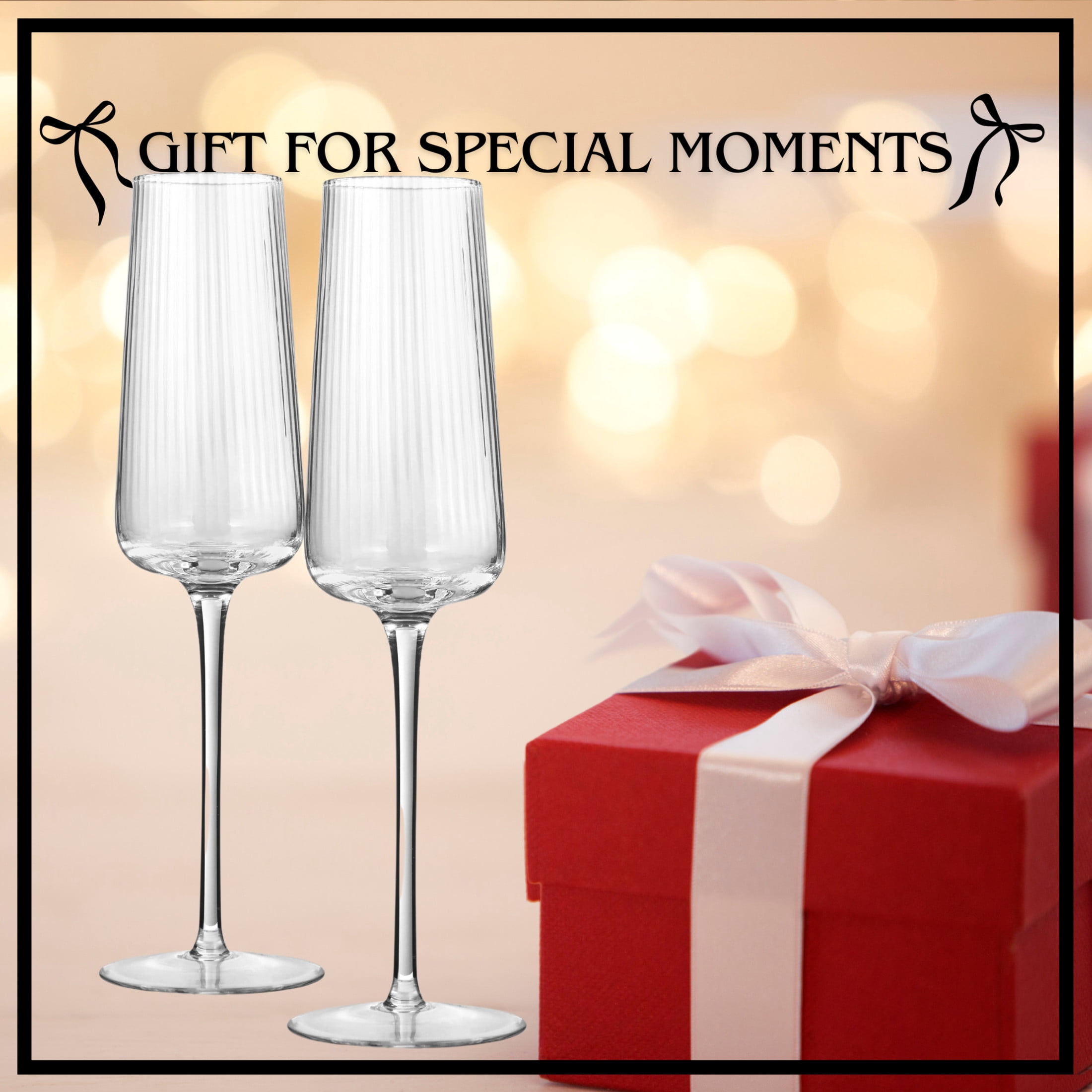 Artland Soho Optic 8.5 oz Champagne Flute, Set of 4 - Modern Stemmed Glasses - Ideal for Weddings, Parties, Mimosas, Prosecco, Sparkling Wine, Excellent Gift Idea, Dishwasher Safe (Clear)