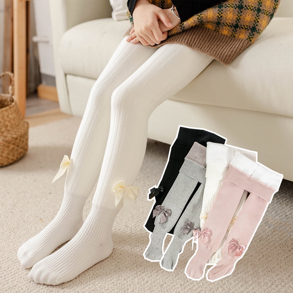 Collants Fille Yizelli Avec Nœud Papillon - Coton 78%, Tailles 0-8 Ans, Pour Printemps/Automne