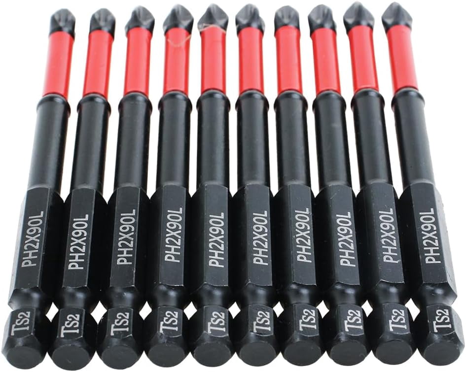 MKEUDQ-10 Pack Phillips PH2 Magnetic Anti Slip Screwdriver Bit Set 2-3/4" L TS2 Anti-Slip Long Drill Bits Impact Driver Bits