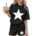thumbnail image 2 of ITSAME Girls Outfits 2-Piece, Star Print Crewneck T-Shirts and Shorts Summer Loose Casual Clothes Set Black Size 13-14, 2 of 8