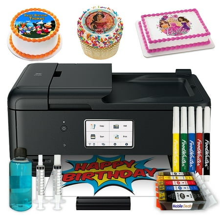 Edible Cake Topper Wireless Printer with Sugar Frosting Sheets Edible Markers Edible Ink Cartridges Plus Cleaning Kit