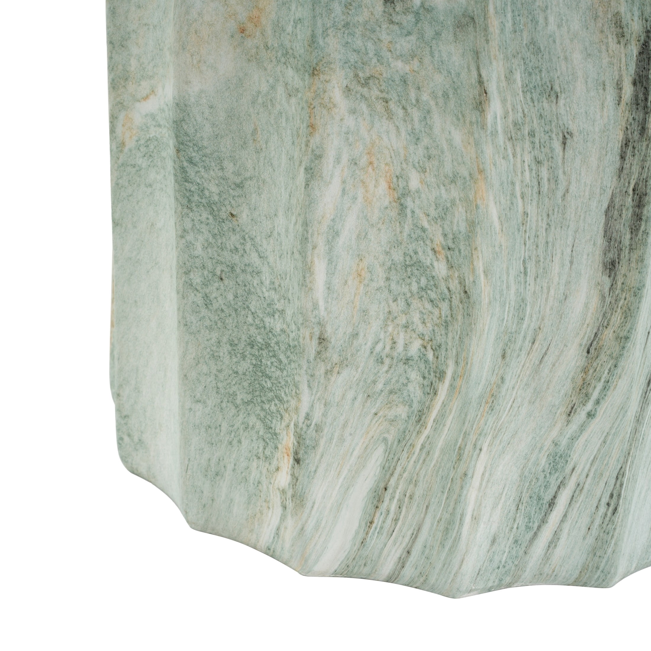 Christopher Knight Home 18.9" Lightweight Concrete Fluted Hourglass Accent Side Table, Green Marble