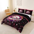 thumbnail image 3 of Castle Fairy Sport Baseball Bedding, Candy Glove Pattern Duvet Cover Full, Black Pink,Black Reversible,3pcs,1 Duvet Cover and 2 Pillowcases, 3 of 6