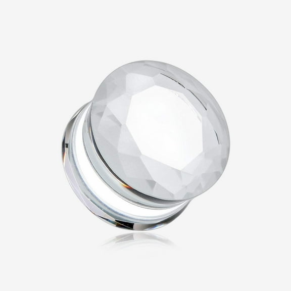 A Pair of Faceted Pyrex Glass Gem Double Flared Ear Gauge Plug