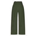 thumbnail image 6 of pstuiky Casual Pants for Women, Cotton and Linen Solid Color Loose Long Linen Pants Outfits for Vacation Comfy Womens Dress Pants Green L, 6 of 8