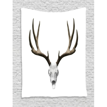 Antlers Decor Wall Hanging Tapestry, A Deer Skull Skeleton Head Bone Halloween Weathered Hunter Collection, Bedroom Living Room Dorm Accessories, Gift Ideas, By Ambesonne