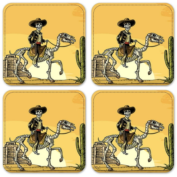 Vinyl Drink Coasters - Set of 4 - Day of the Dead Horse