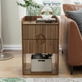 thumbnail image 3 of Nightstand Set of 2, End Table with Drawer, Fluted Side Table with Storage, Small bedside Table for Bedroom, Walnut, 3 of 9