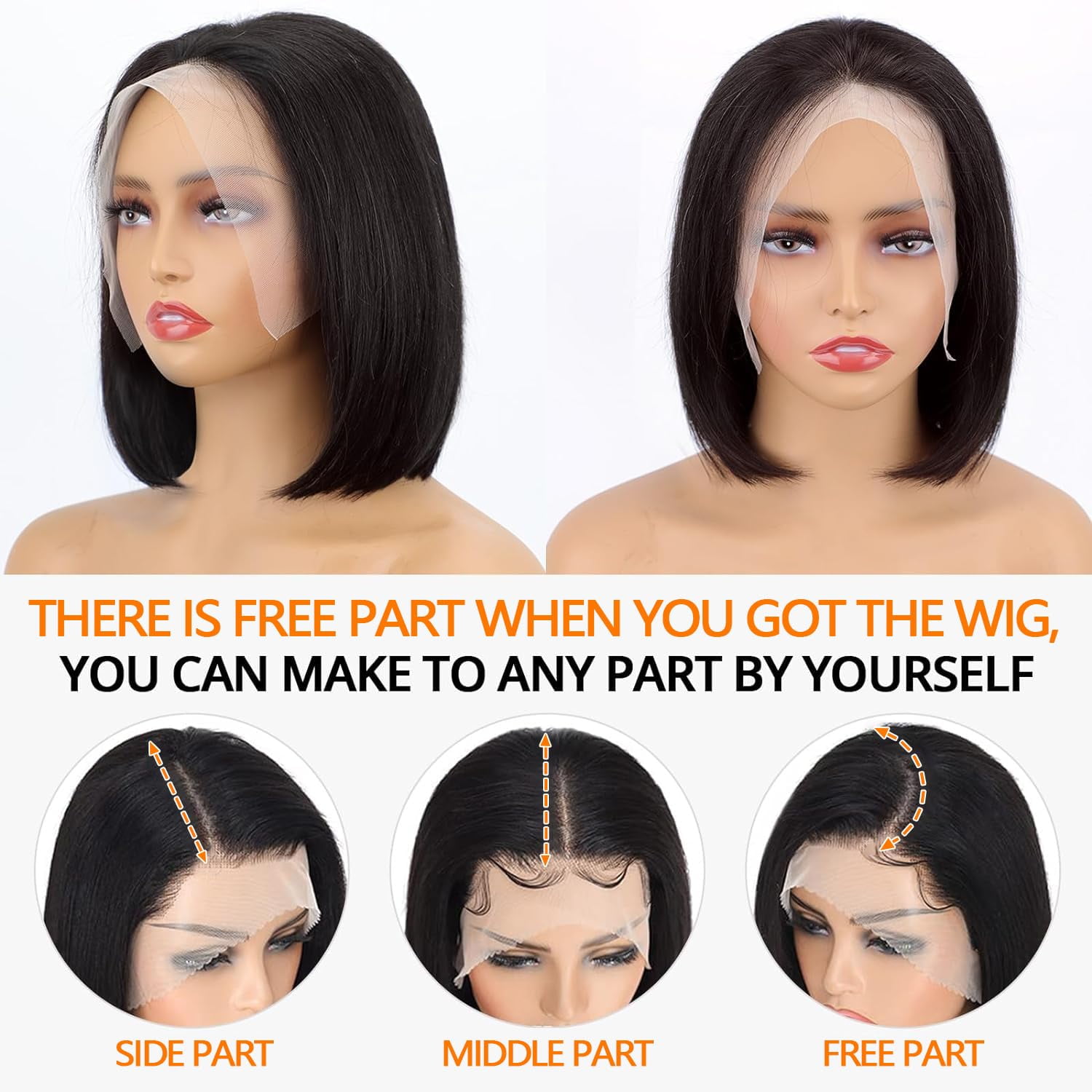 Ali Grace 13x4 Lace Front Bob Wigs Pre Plucked Bleached Knots 13x4 Short Bob Human Hair for Black Women 180% Density 10A Brazilian Virgin Hair Glueless Wigs with Baby Hair Halloween Wig 10 inch