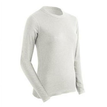 Basic Women Long Sleeve Crew- White - Small