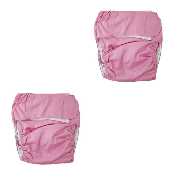 Soidarity Pañales de tela reutilizables para adultos Pantalones lavables Talla única Ayuda para la incontinencia Rosa 2piezas Rosa