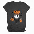 thumbnail image 4 of TOWED22 Halloween Shirts for Women Cute Ghost Shirt Fall Pumpkin Tshirt Crew Neck Graphic Tees Casual Short Sleeve Tops(Grey,XL), 4 of 5