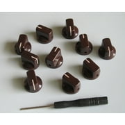 10x Guitar AMP Effect Pedal Knobs Davies 1510 Style Pointer Knob Set Screw Brown