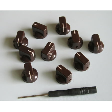 10x Guitar AMP Effect Pedal Knobs Davies 1510 Style Pointer Knob Set Screw Brown
