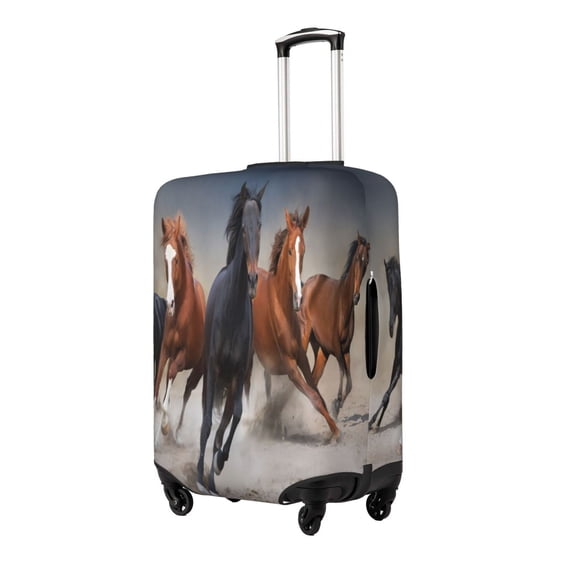 Logiee Running Horses Print Travel Luggage Cover,Suitcase Protector, Washable Elastic Suitcase Baggage Cover,Closure for Wheeled Suitcase Fit 18-32 Inch Luggage-Small