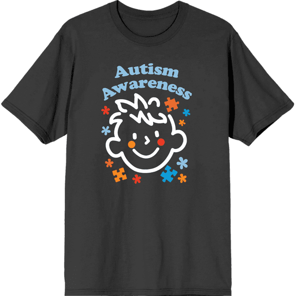 Playful Puzzle Pieces Autism Awareness Adult Charcoal Crew Neck Short Sleeve Tee-XXL