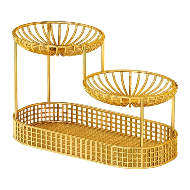 cesta de frutas,Cesta de alambre para frutas y verduras,Bandeja para servir bocadillos de hierro con múltiples niveles,Soporte de verduras para encimera de cocina,Organizador de