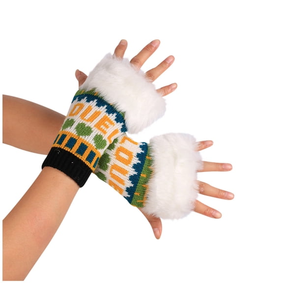 Dyfzdhu Fashion Knitted Arm Fingerless Winter Gloves Unisex Soft Warm Mitten Green