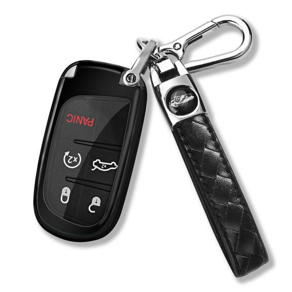 for Jeep Key Fob Cover with Keychain Soft TPU Protection Case Compatible with 2014-2023 Grand Cherokee Chrysler Renegade Compass High Altitude Latitude Limited Trailhawk Upland