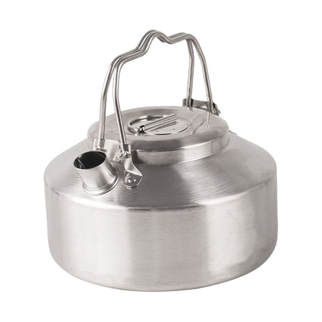 Outdoor Stainless Steel Kettle Locking Handle Camping Hung Pot Portable Coffee Pot Picnic Cooker 1L