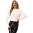 thumbnail image 1 of Blusa de terciopelo Allegra K con cuello simulado y purpurina metálica Blanco L, 1 of 5