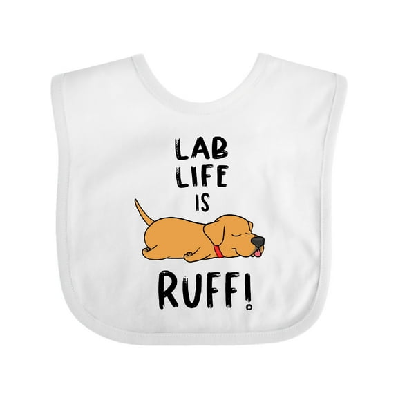 Inktastic Lab Life is Ruff Yellow Lab Boys or Girls Baby Bib