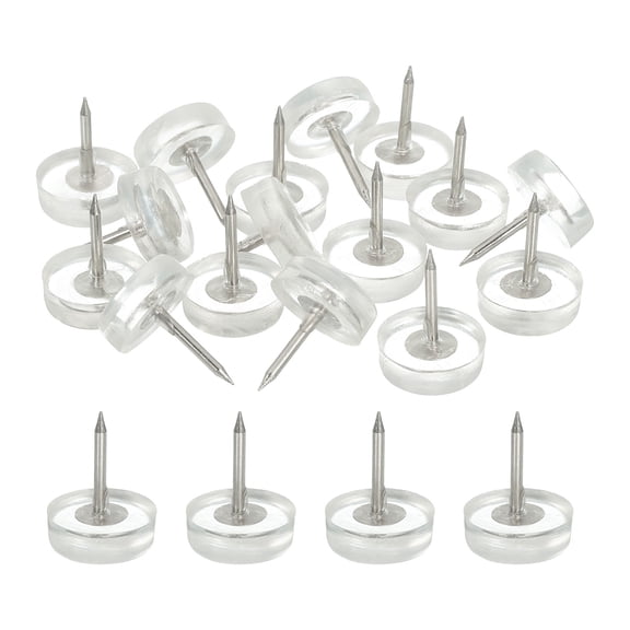 Nail on Furniture Sliders, 20Pack Rubber Chair Glides Nail in Chair Leg Floor Protectors Round Chair Leg Pads Flat Bottom Table Feet for Hardwood Floors (Clear, 6x16mm)
