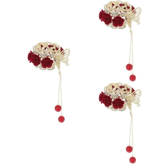 GOOHOCHY Rhinestone Hair Clip Resin Fashion Style Girls Everyday Use 3Pcs 4.9x2.1in