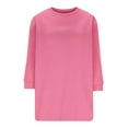 thumbnail image 4 of 3/4 Sleeve Tops for Women Solid Color Round Neck Pleated T-shirt Fall Winter Casual Loose Blouses Comfortable Lightweight Fashion Tunic Shirts Cotton Tees Size S-XXL, 4 of 5