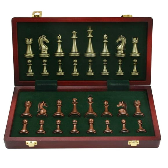 Folding Handcrafted Large Metal Chess Set 12" Chess Board for Adults Chess Lover