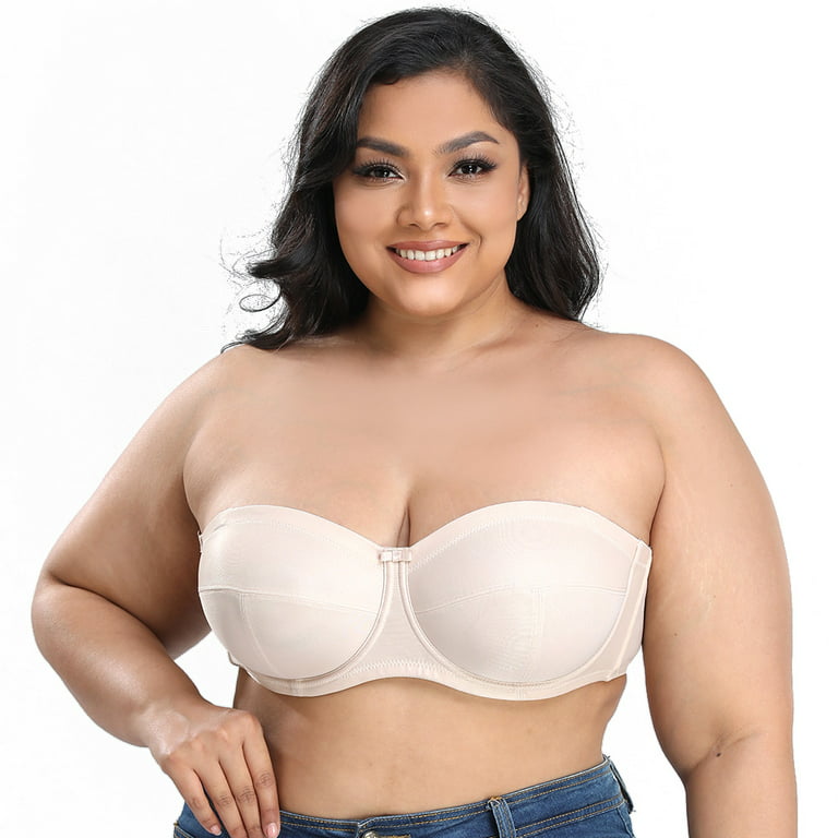 HANSCA Women Strapless Bra Convertible Multiway Full Cup Anti-Slip Lift  Underwire Bra Plus Size, Nude, 32B : : Clothing, Shoes &  Accessories