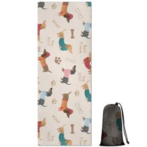 Dachshund Hot Yoga Mat Towel Non Slip for Hot Yoga - Quick-Drying Yoga Mat Cover with 4 Corner Pockets with Travel Bag - Hot Yoga Towel Non Slip Grip Moisture Wicking Sweat 70"x26"