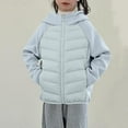 thumbnail image 5 of Vibrex Pure Color Casual Light Down Jacket Mid-Size Children's Thick Zipper Short Cardigan Jacket Long Sleeve Hooded Jacket For Travel, Holidays, Snowman Building_Blue_4-5 Years, 5 of 8