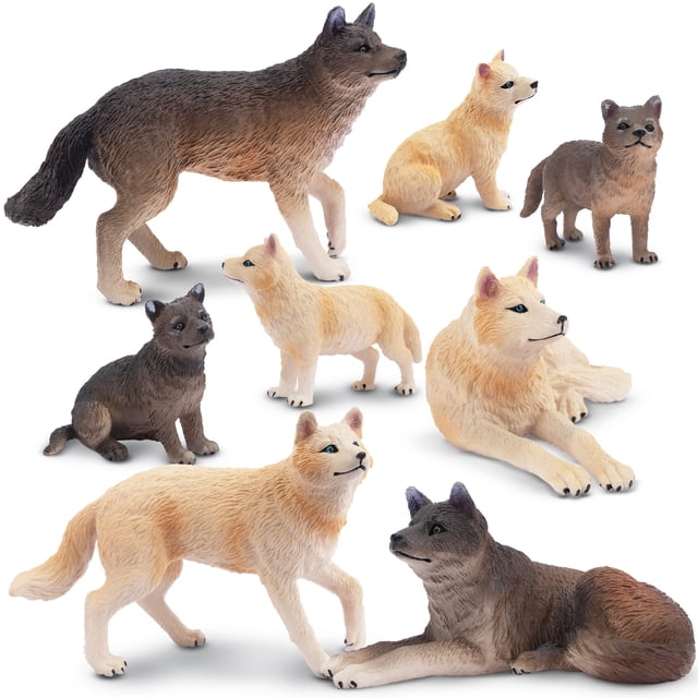 Figuras de Animales de Juguete Toymany 8 Unidades Lobo para Niños de 3 a 12 Años