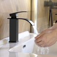 thumbnail image 4 of Grifo de baño JAMW con caño de cascada negro de latón 1 pieza grifo de lavabo de un solo orificio Sencillez, 4 of 4