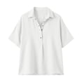 thumbnail image 4 of Womens Tops Short Sleeve Shirts Buttons V Neck Fashion Summer Outfits Plus Size Blouses Trendy Tee Shirts 2026 Vacation Fashion Clothes, 4 of 7
