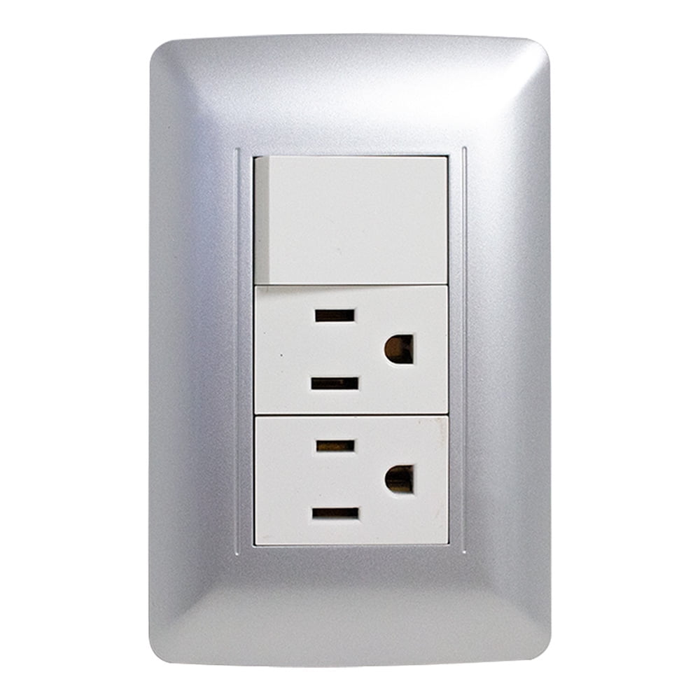 Kit 2 PLACAS con CONTACTO DOBLE y 1 apagador Sanelec gris | Walmart en