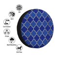 thumbnail image 5 of Spare Tire Cover, Blue Gold Grid Lantern Shapes Wheel Cover Tire Covers for Trailers Car Truck Camper Universal Tire Covering Fits Diameter 15 inch, 5 of 7