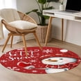 thumbnail image 5 of Red Snowman Christmas Round Area Rug 3 FT, Small Kitchen Bathroom Mat, Xmas Winter Snowflake Let Snow Washable Indoor Outdoor Throw Runner Carpet Non-Shedding Doormat for Table Shower Sofa Entryway, 5 of 9