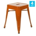 thumbnail image 2 of Flash Furniture Kai Backless Metal Dining Stool, Orange, Set of 4, 2 of 11