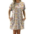 thumbnail image 4 of Deago Women's Summer Dresses Beach Boho Casual Loose T-Shirt Dress Floral Short Sleeve Flowy Sundress with Pockets, 4 of 9