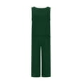 thumbnail image 3 of Diufon Women's 2 Piece Cotton Linen Sets Round Neck Sleeveless Tank Tops 3/4 Wide Leg Outfits with Pockets, 3 of 6