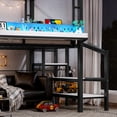 thumbnail image 6 of Bellemave Full Loft Bed with Storage Stairs & Slide, Heavy-Duty Metal Frame with Built-in Wardrobe, Storage Shelves, LED Lights, USB Charging Ports for Teens, Black, 6 of 11